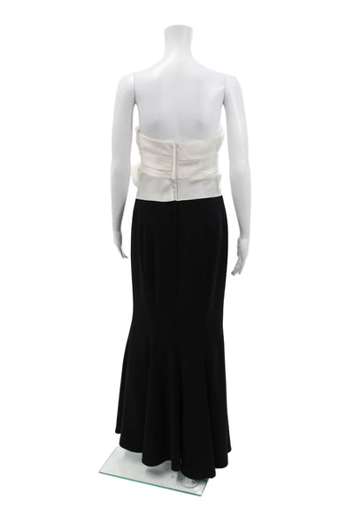 Wayne Clark Womens Strapless Sleeveless Floral Applique Gown Black Size 6