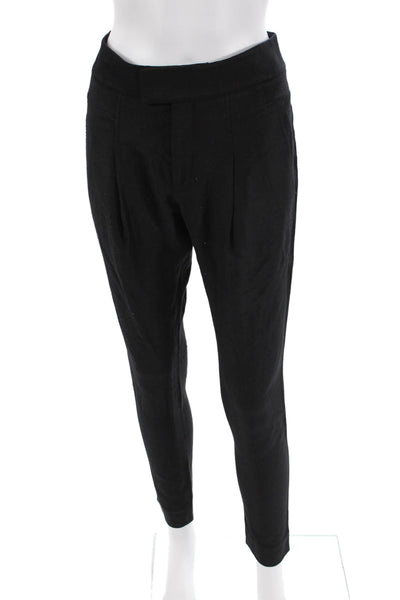 Helmut Lang Womens High Rise Slim Leg Dress Pant Trousers Black Wool Size 4