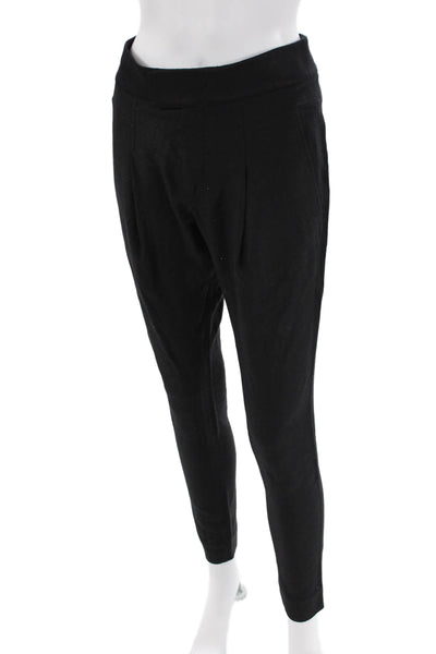 Helmut Lang Womens High Rise Slim Leg Dress Pant Trousers Black Wool Size 4