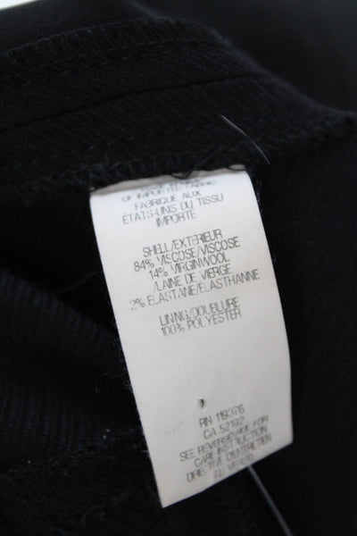 Helmut Lang Womens High Rise Slim Leg Dress Pant Trousers Black Wool Size 4
