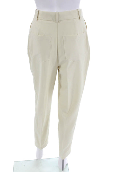 Zara Womens High Rise Button Slim Leg Dress Pants Off White Size Extra Small