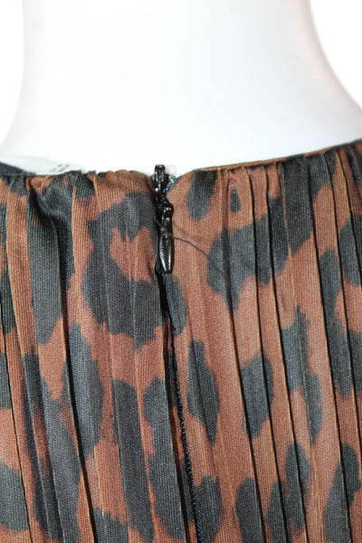 MNG Suit Womens Animal Print Sleeveless Slim Leg Jumpsuit Brown Black Size 6