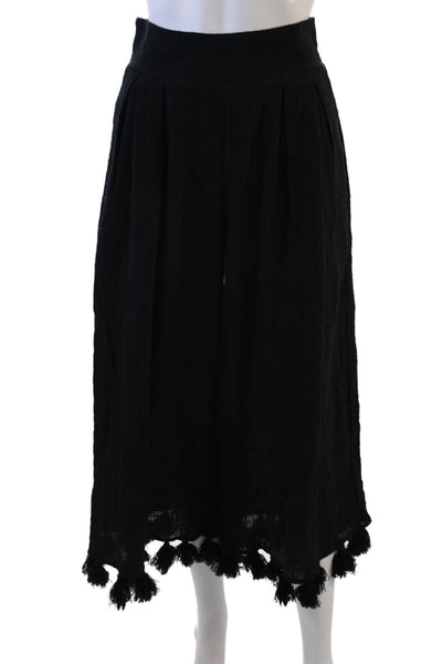 Misa Womens Cotton Elastic Waistband Tassel Trim Pants Black Size XS