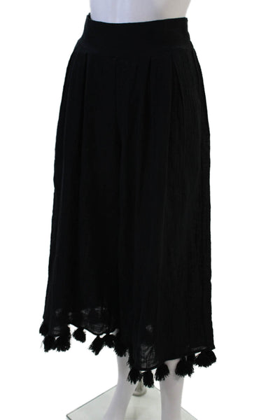 Misa Womens Cotton Elastic Waistband Tassel Trim Pants Black Size XS