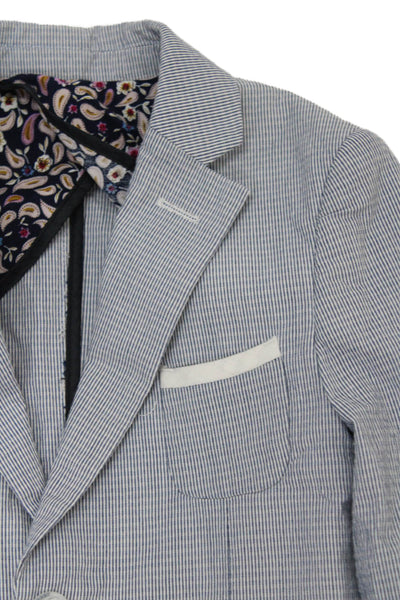 Isaac Mizrahi New York Kids Boys Lined Button Stripe Blazer Blue Size 04