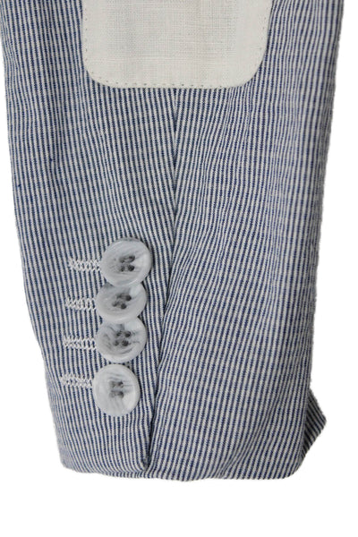 Isaac Mizrahi New York Kids Boys Lined Button Stripe Blazer Blue Size 04
