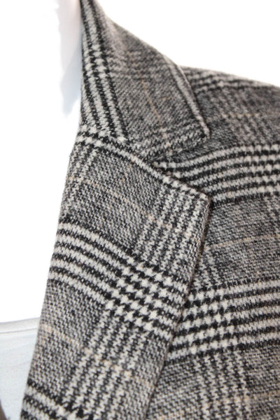 Zara Basic Collection Womens Houndstooth Checkered Print Blazer Gray Size XS