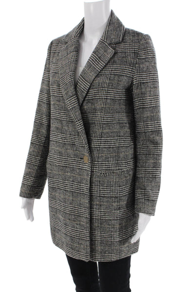 Zara Basic Collection Womens Houndstooth Checkered Print Blazer Gray Size XS