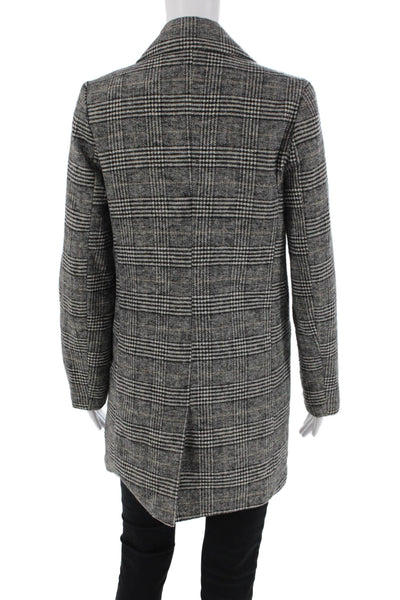Zara Basic Collection Womens Houndstooth Checkered Print Blazer Gray Size XS