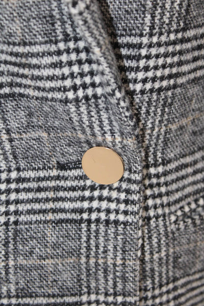Zara Basic Collection Womens Houndstooth Checkered Print Blazer Gray Size XS