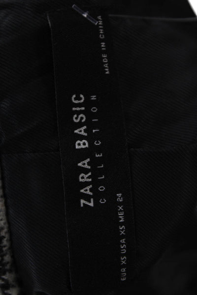 Zara Basic Collection Womens Houndstooth Checkered Print Blazer Gray Size XS