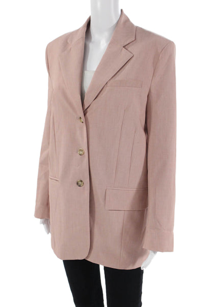 Zara Womens Notched Lapel Three Button Blazer Jacket Pink Size XS