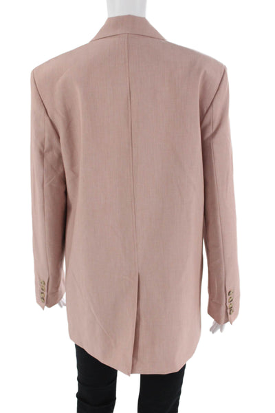 Zara Womens Notched Lapel Three Button Blazer Jacket Pink Size XS