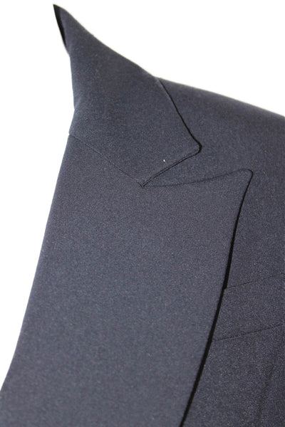 Zara Basic Womens Notched Lapel Gold Button Up Blazer Jacket Blue Size XS