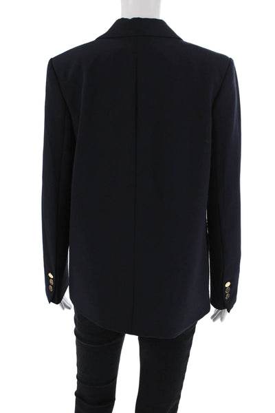 Zara Basic Womens Notched Lapel Gold Button Up Blazer Jacket Blue Size XS