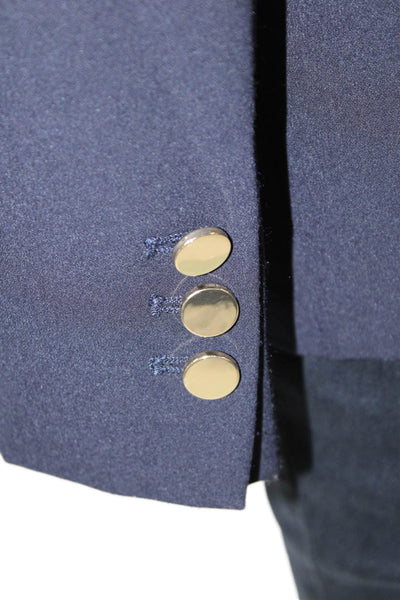 Zara Basic Womens Notched Lapel Gold Button Up Blazer Jacket Blue Size XS