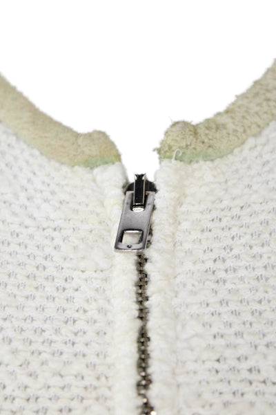 IRO Womens Cotton Mesh Panel Zippered Pocket Jacket Solid White Size 38
