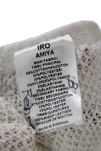 IRO Womens Cotton Mesh Panel Zippered Pocket Jacket Solid White Size 38