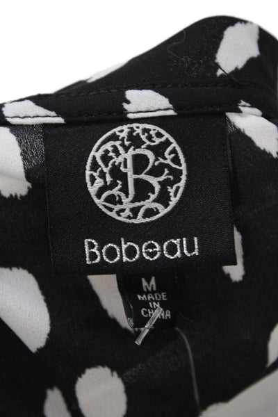 Bobeau Womens Two-Toned Spotted Round Neck Short Sleeve Maxi Dress Black Size M