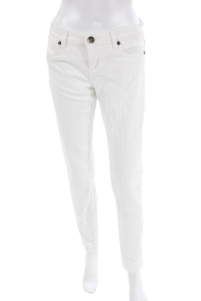 KUT from the Kloth Womens Cotton Five Pocket Mid-Rise Skinny Jeans White Size 4
