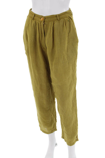 Mes DeMoiselles Paris Womens 2 Pocket High-Rise Straight Leg Pants Green Size 34