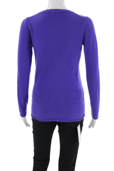 J Crew Buonissima Womens Cashmere Knit Pullover Sweater Top Purple Size XS