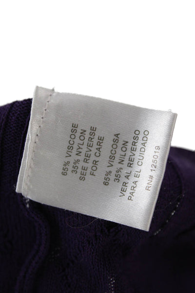 Joseph A Womens Ribbed Round Neck Button Up Cardigan Sweater Purple SIze M