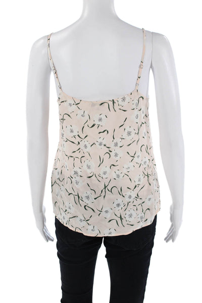 Equipment Femme Womens Spaghetti Strap V Neck Silk Floral Top Peach XS
