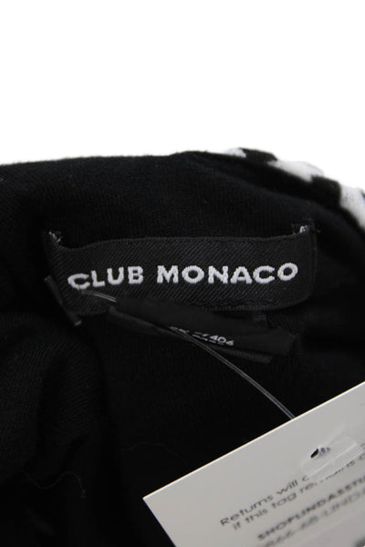 Club Monaco Womens Sleeveless One Shoulder Check Knit Top White Black Small