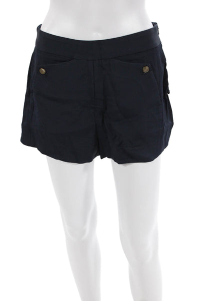 Rag & Bone Womens Side Zip Double Breasted Short Shorts Navy Size 2