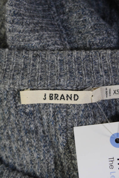 J Brand Womens Crew Neck Knitted Notched Cropped Casual Sweater Gray Size XS