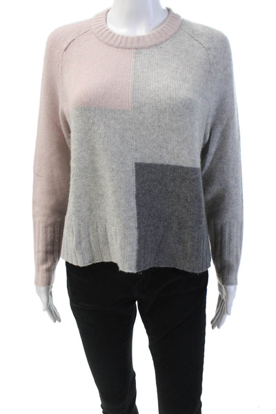 360 Cashmere Womens Cashmere Knit Crew Neck Long Sleeve Sweater Gray Size XS