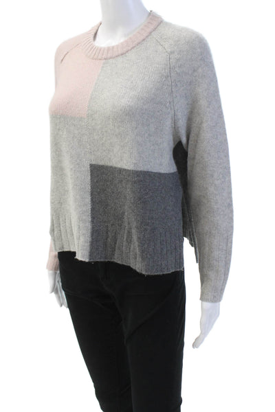 360 Cashmere Womens Cashmere Knit Crew Neck Long Sleeve Sweater Gray Size XS