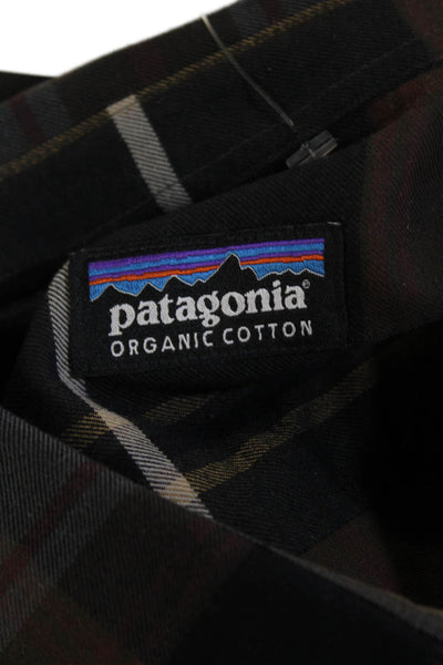Patagonia Womens Cotton Collared Plaid Pocketed Button Down Shirt Brown Size L