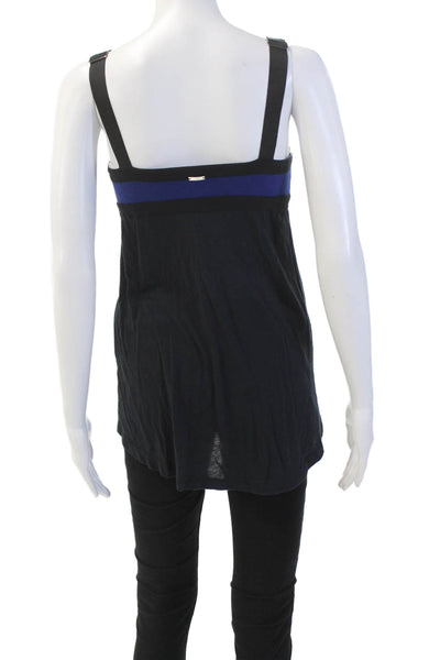 VPL Womens Colorblock Sleeveless Blouse Gathered Detail Blouse Black Size M