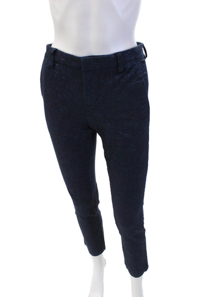 J Brand Womens Metallic Four Pocketed Skinny Leg Pants Dark Blue Size 24