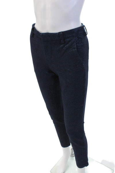 J Brand Womens Metallic Four Pocketed Skinny Leg Pants Dark Blue Size 24