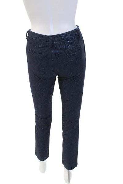 J Brand Womens Metallic Four Pocketed Skinny Leg Pants Dark Blue Size 24