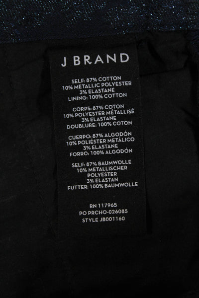 J Brand Womens Metallic Four Pocketed Skinny Leg Pants Dark Blue Size 24