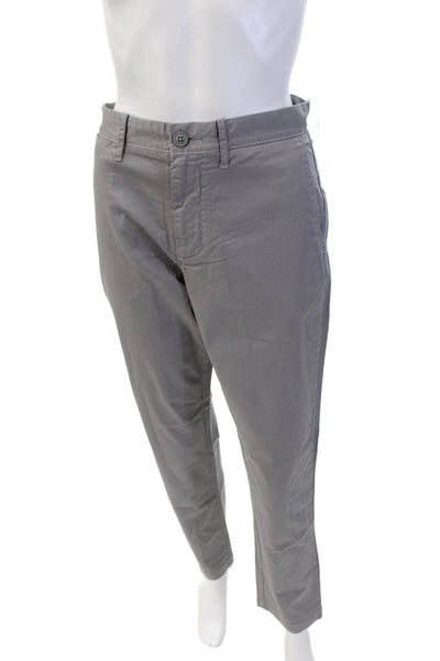 J Crew Womens Cotton Pocketed Mid Rise Straight Legged Pants Light Gray Size 29