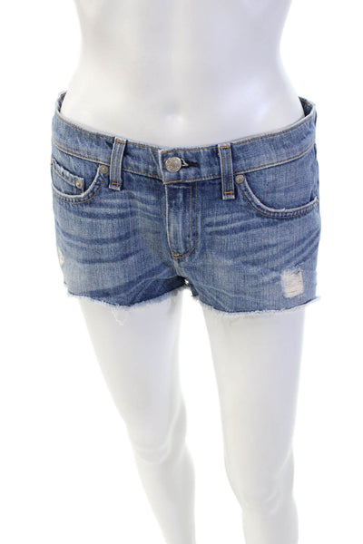 Rag & Bone Jean Womens Cotton Distressed Hem Detail Denim Shorts Blue Size 26