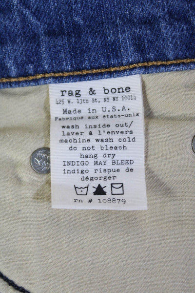 Rag & Bone Jean Womens Cotton Distressed Hem Detail Denim Shorts Blue Size 26