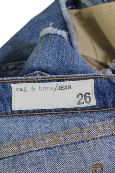 Rag & Bone Jean Womens Cotton Distressed Hem Detail Denim Shorts Blue Size 26