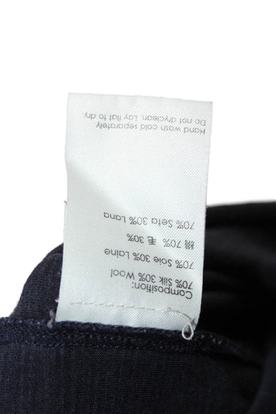 3.1 Phillip Lim Womens Long Sleeve Scoop Neck Shirt Navy Blue Cotton Size Small