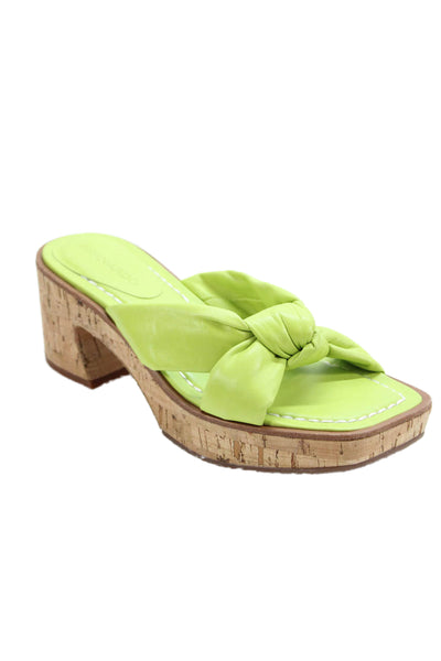 Bernardo Womens Leather Tied Strap Detail Square Toe Block Heels Green Size 6
