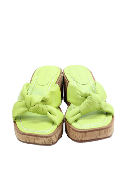 Bernardo Womens Leather Tied Strap Detail Square Toe Block Heels Green Size 6