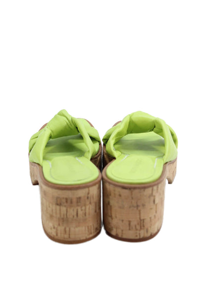 Bernardo Womens Leather Tied Strap Detail Square Toe Block Heels Green Size 6