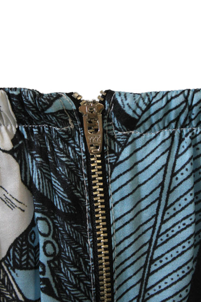Amir Slama Womens Floral Print Strapless Dress Black Blue Cotton Size Small