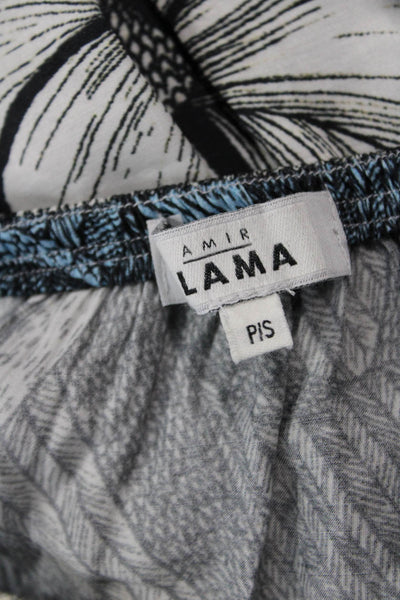 Amir Slama Womens Floral Print Strapless Dress Black Blue Cotton Size Small