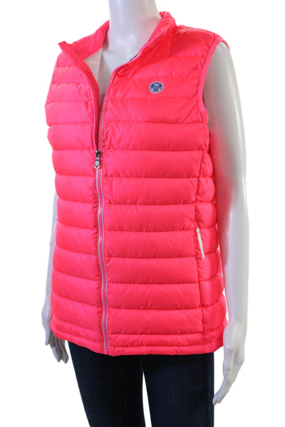 North Sails Womens Zipped Sleeveless Collared Puffer Vest Jacket  Pink Size S